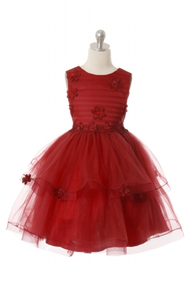 Girls Dress Style 1043 - Sleeveless Dress with Flower Applique in Choice of Color